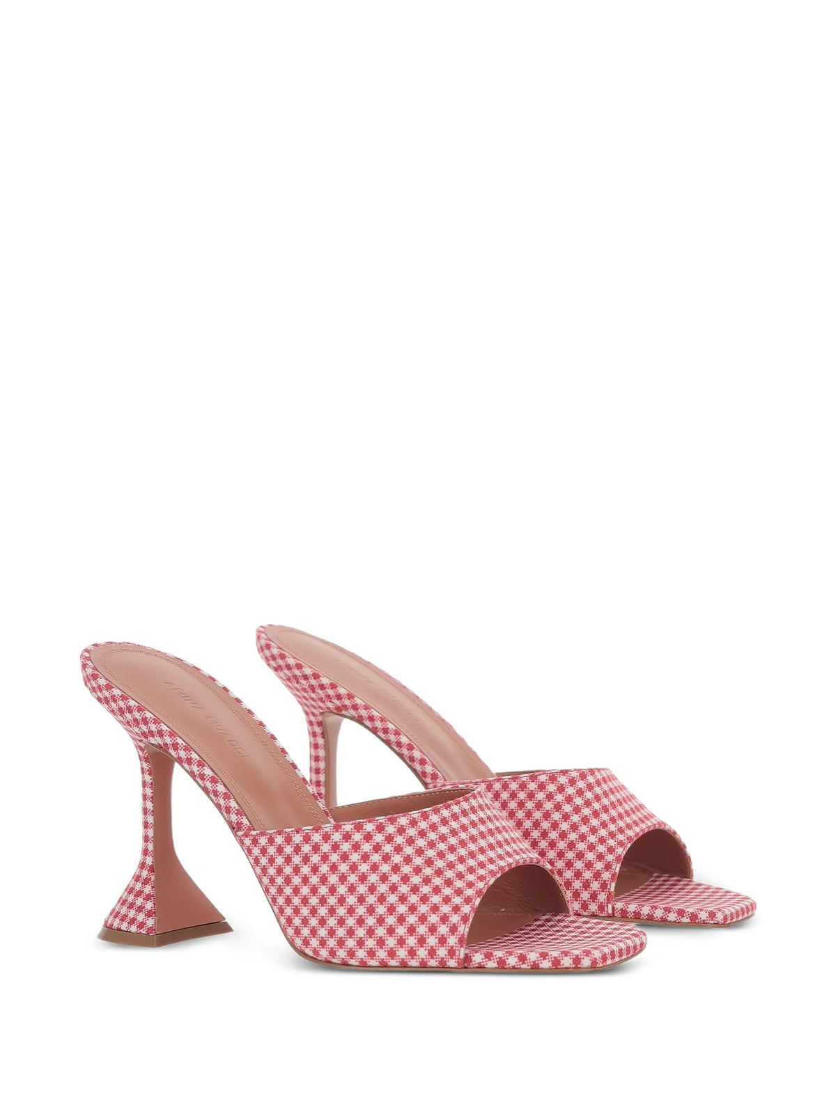 Amina Muaddi - Lupita Slippers 95 Red And White Vichy