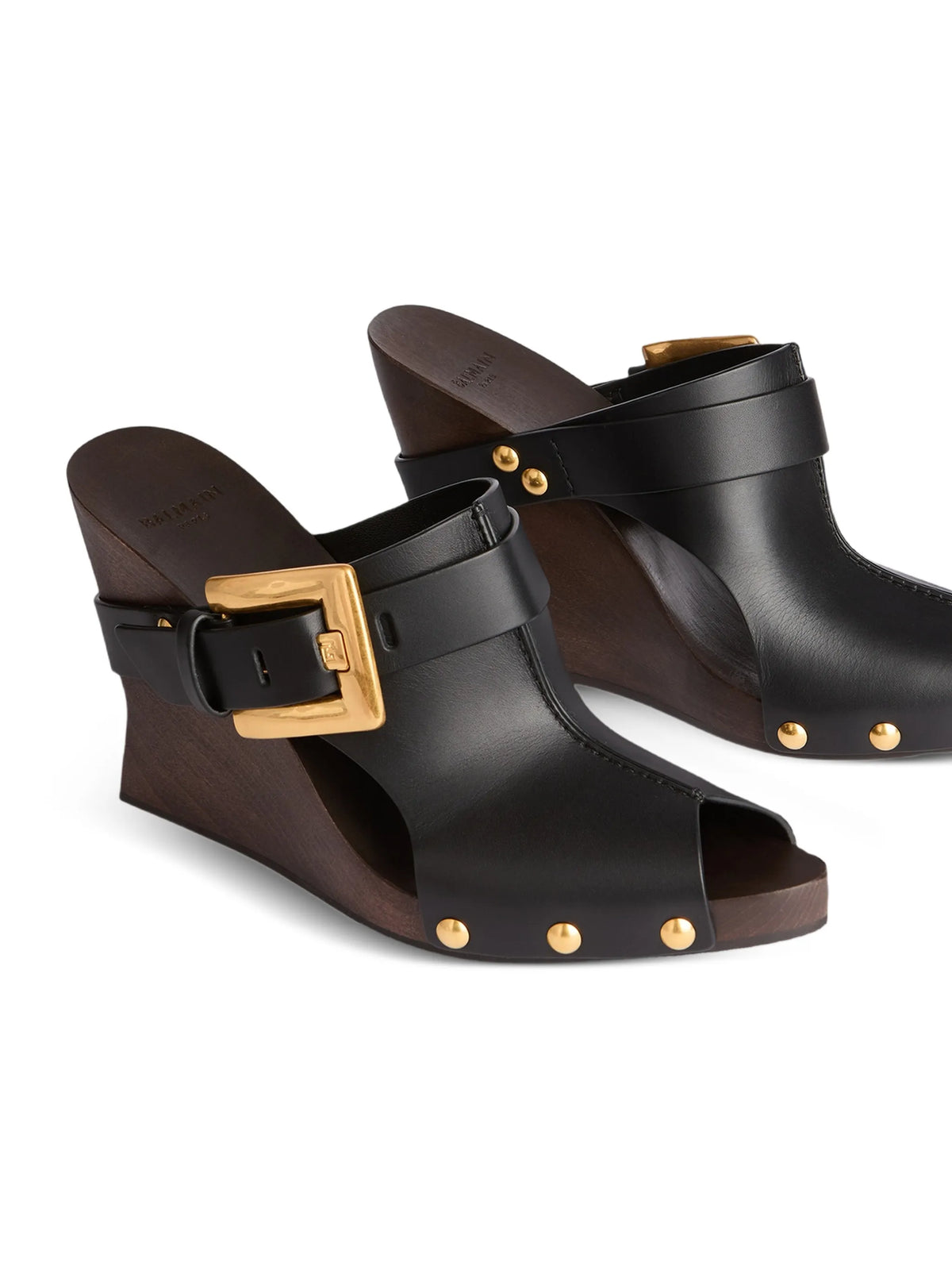 Balmain - Anthem Wedge Smooth Leather Mules