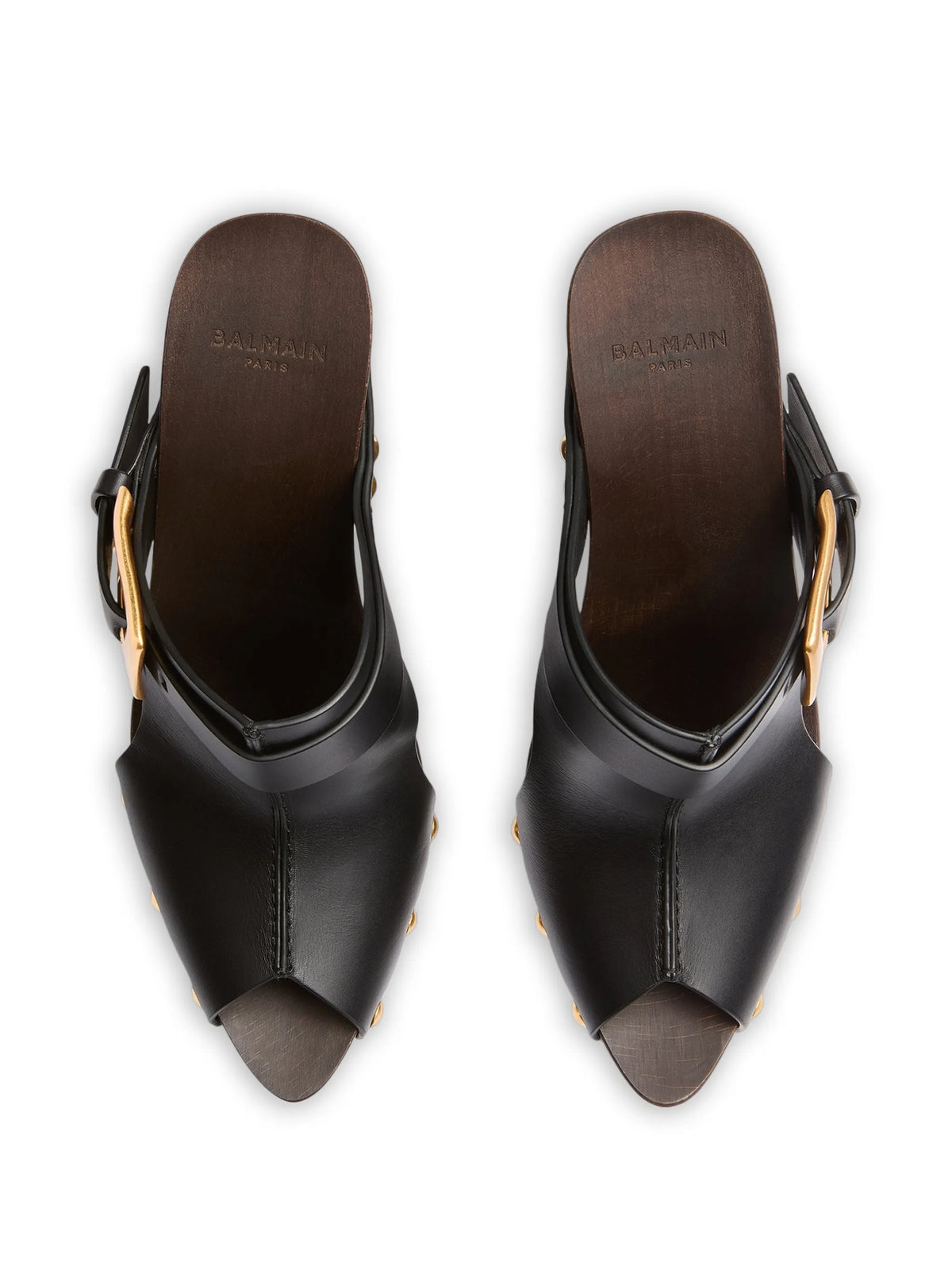 Balmain - Anthem Wedge Smooth Leather Mules