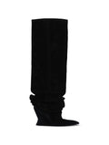 Balmain - Suede Leather Wedge Thigh-high Boots