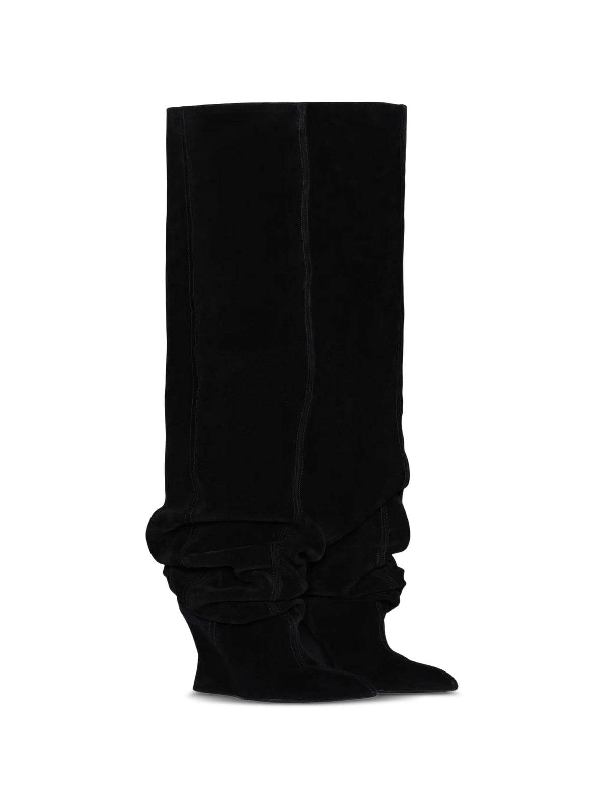 Balmain - Suede Leather Wedge Thigh-high Boots