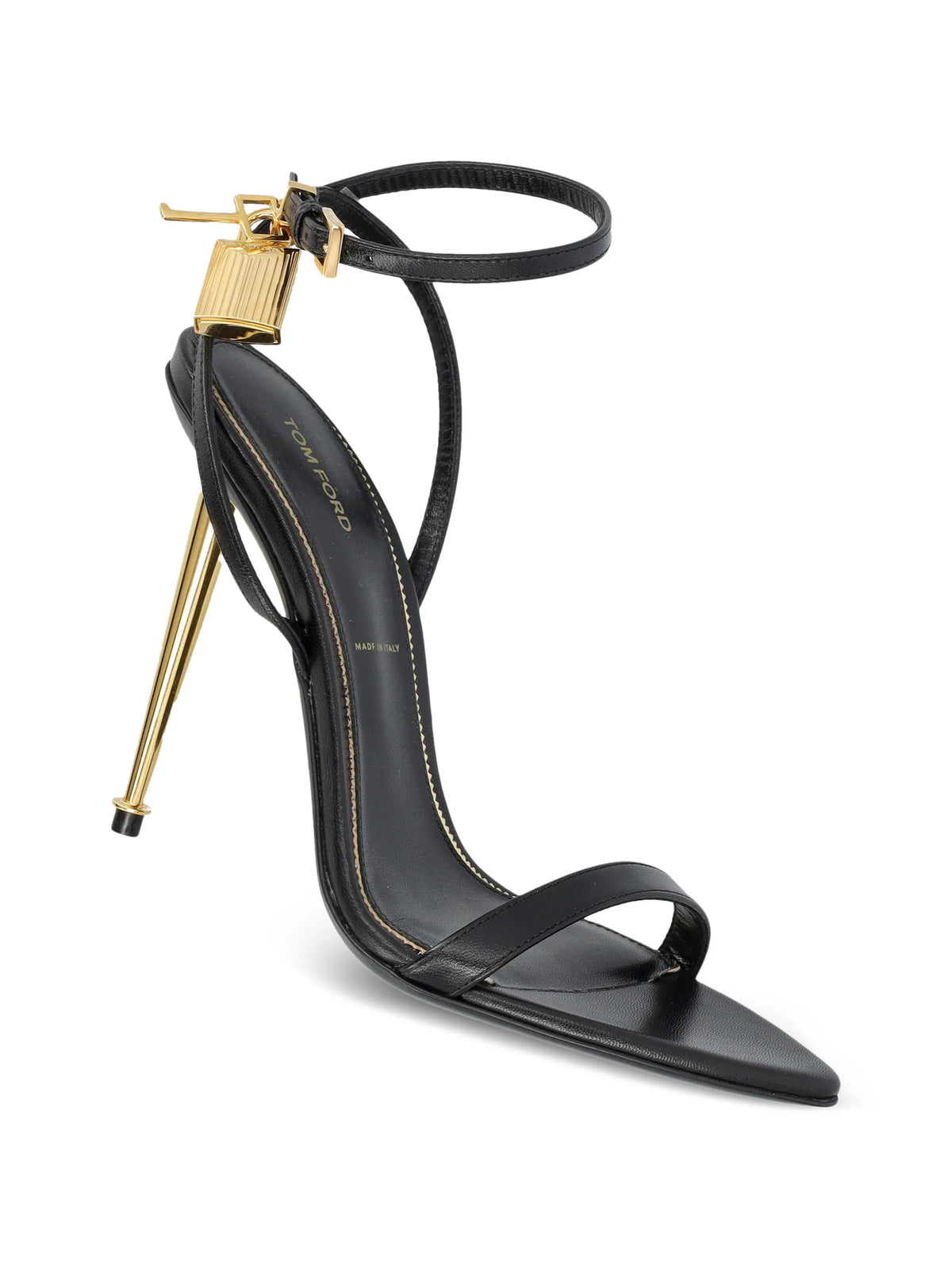 Tom Ford - Shiny Leather Padlock Pointy Naked Sandals