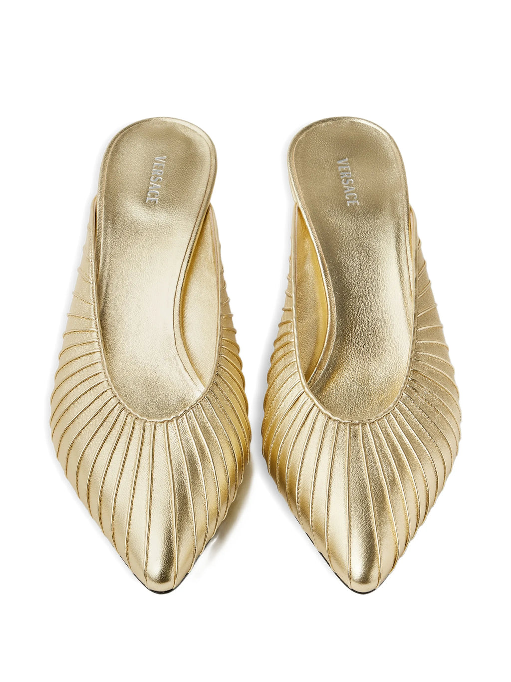 Versace - Gianni Metallic-nappa Mules 55 Mm
