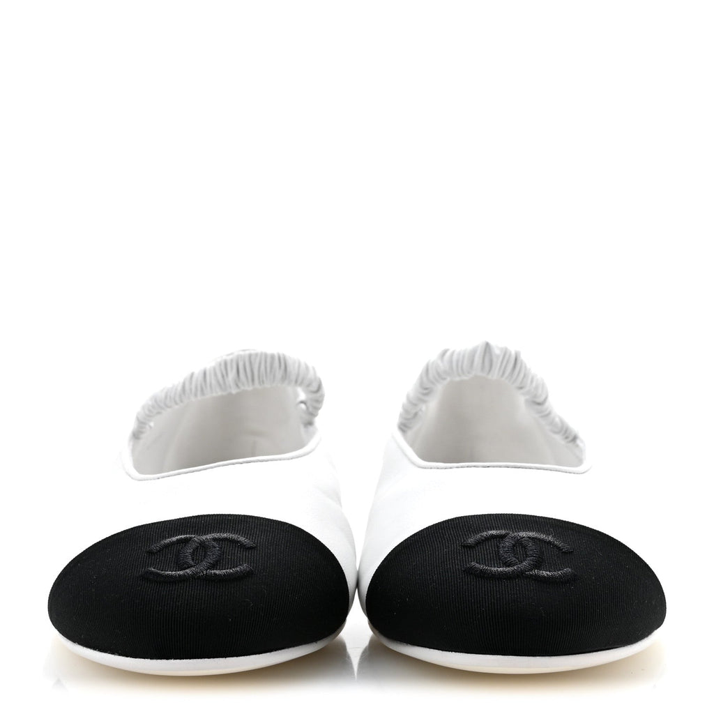 Chanel - Lambskin Knit Grosgrain Cap Toe CC Ballerina Flats With Leg Warmers