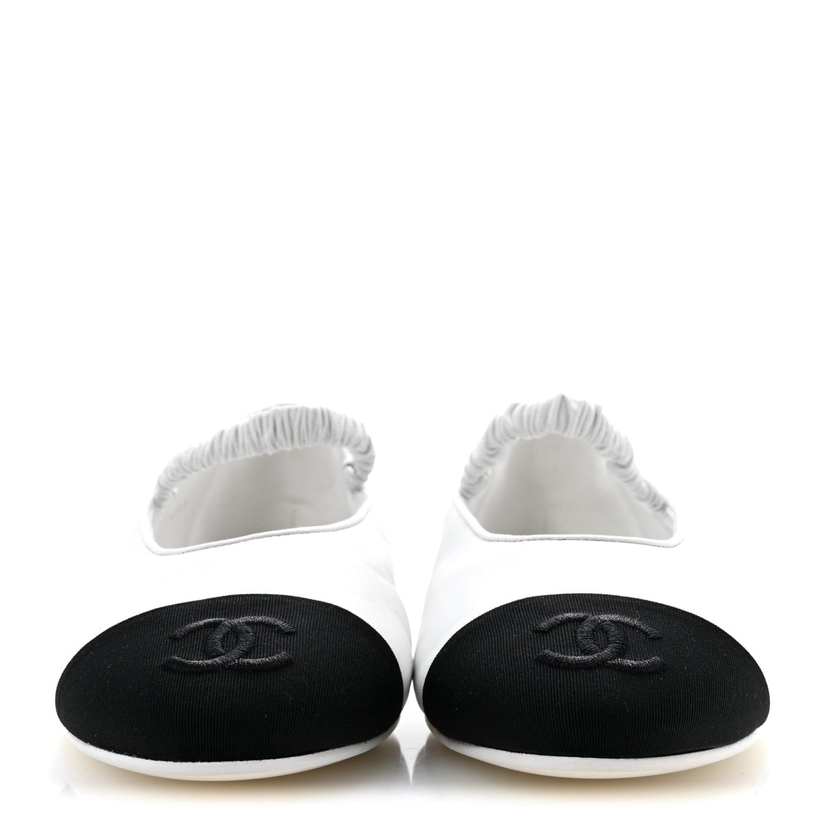 Chanel - Lambskin Knit Grosgrain Cap Toe CC Ballerina Flats With Leg Warmers