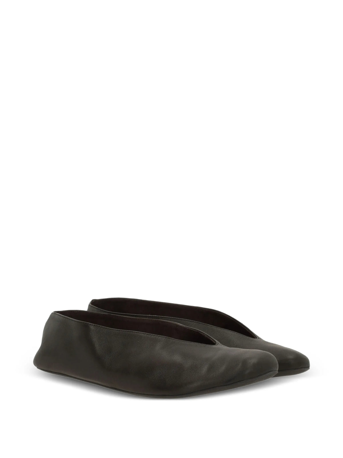 The Row - V-neck Leather Loafers