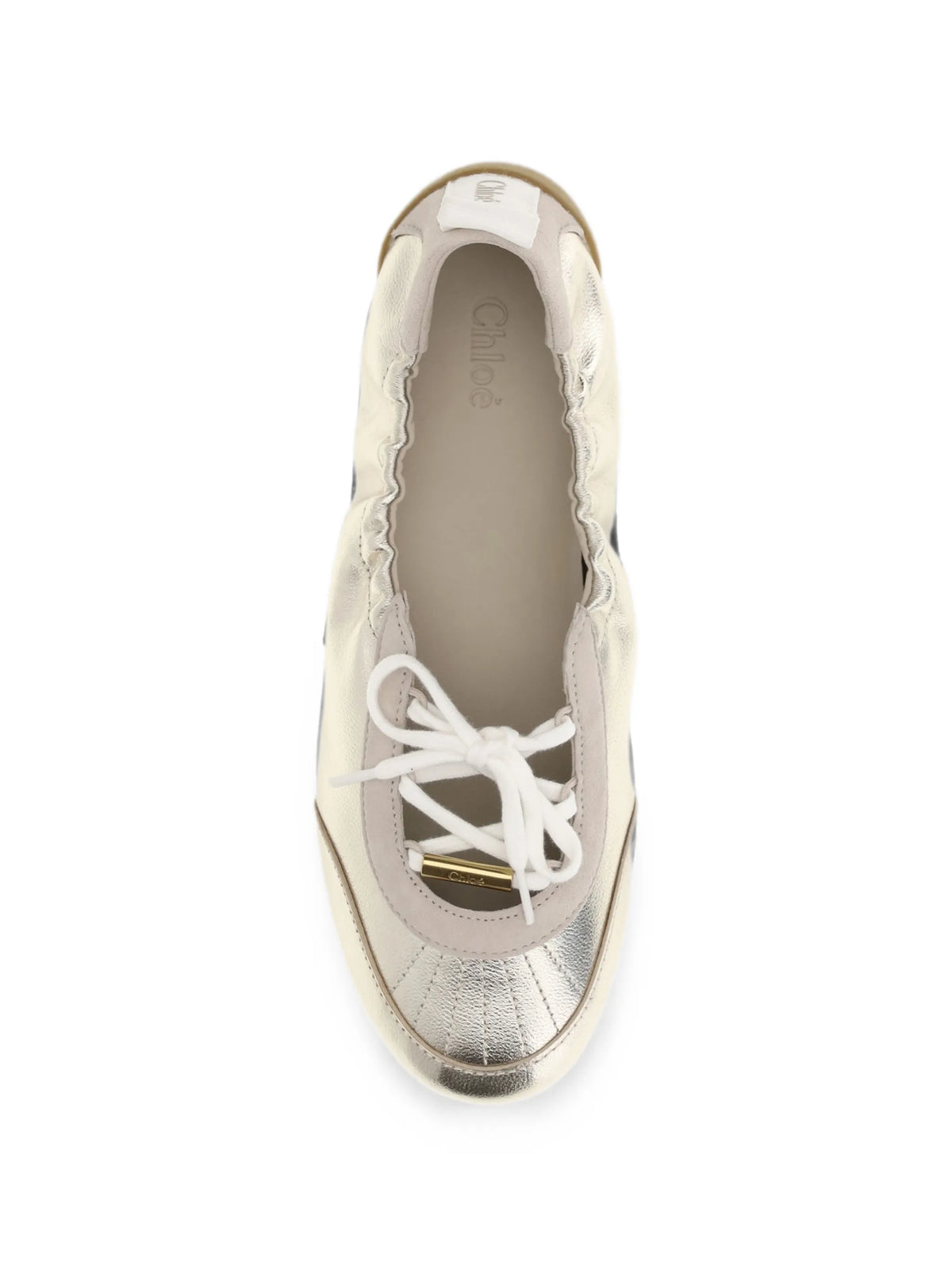 Chloé - Metallic Lace-up Ballet Flats