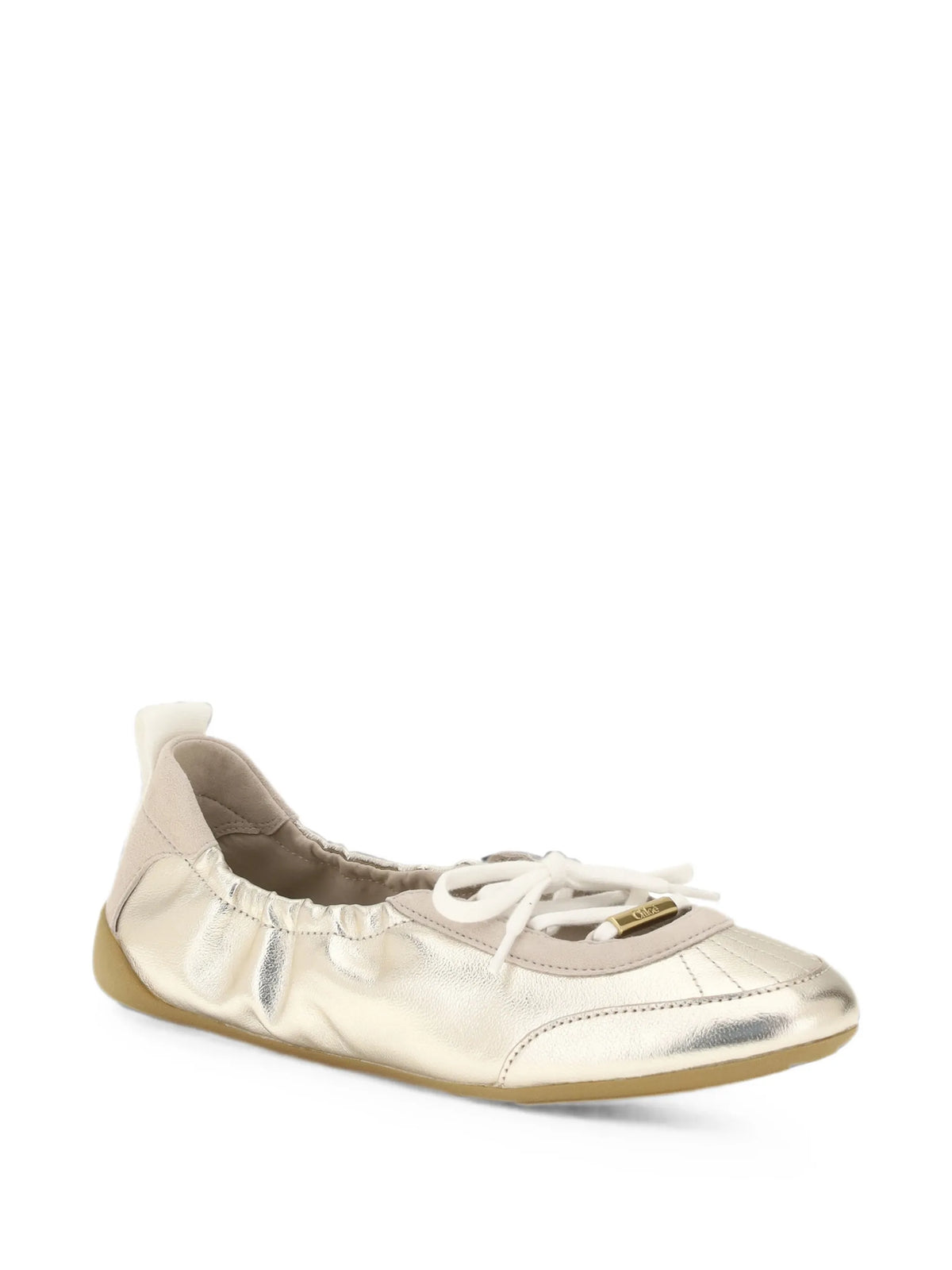 Chloé - Metallic Lace-up Ballet Flats