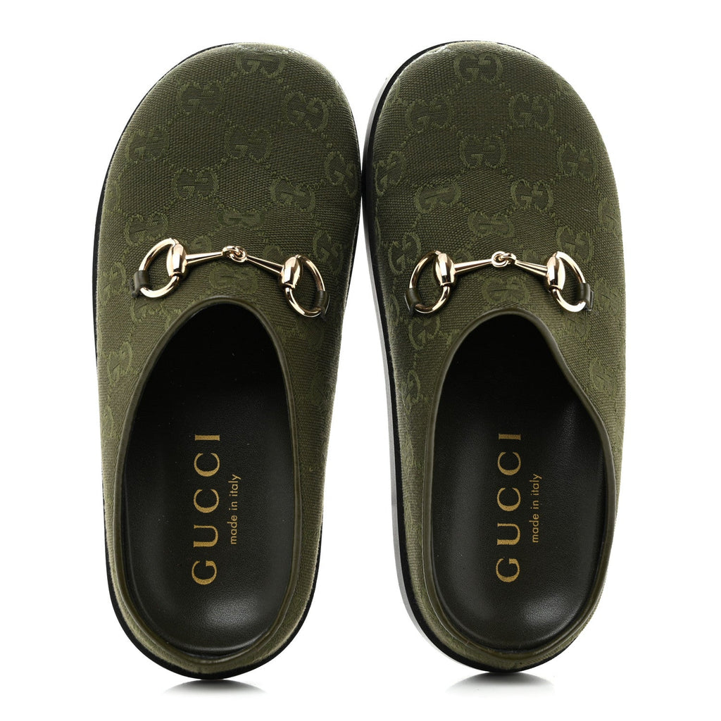 Gucci - New Canvas Monogram GG Granada Kid Horsebit Mules