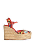 Dolce & Gabbana - Carretto-print Canvas Wedge Sandals