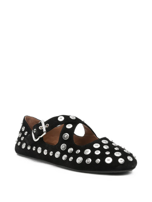 Alaïa - Criss-Cross Stud-embellished Ballet Flats