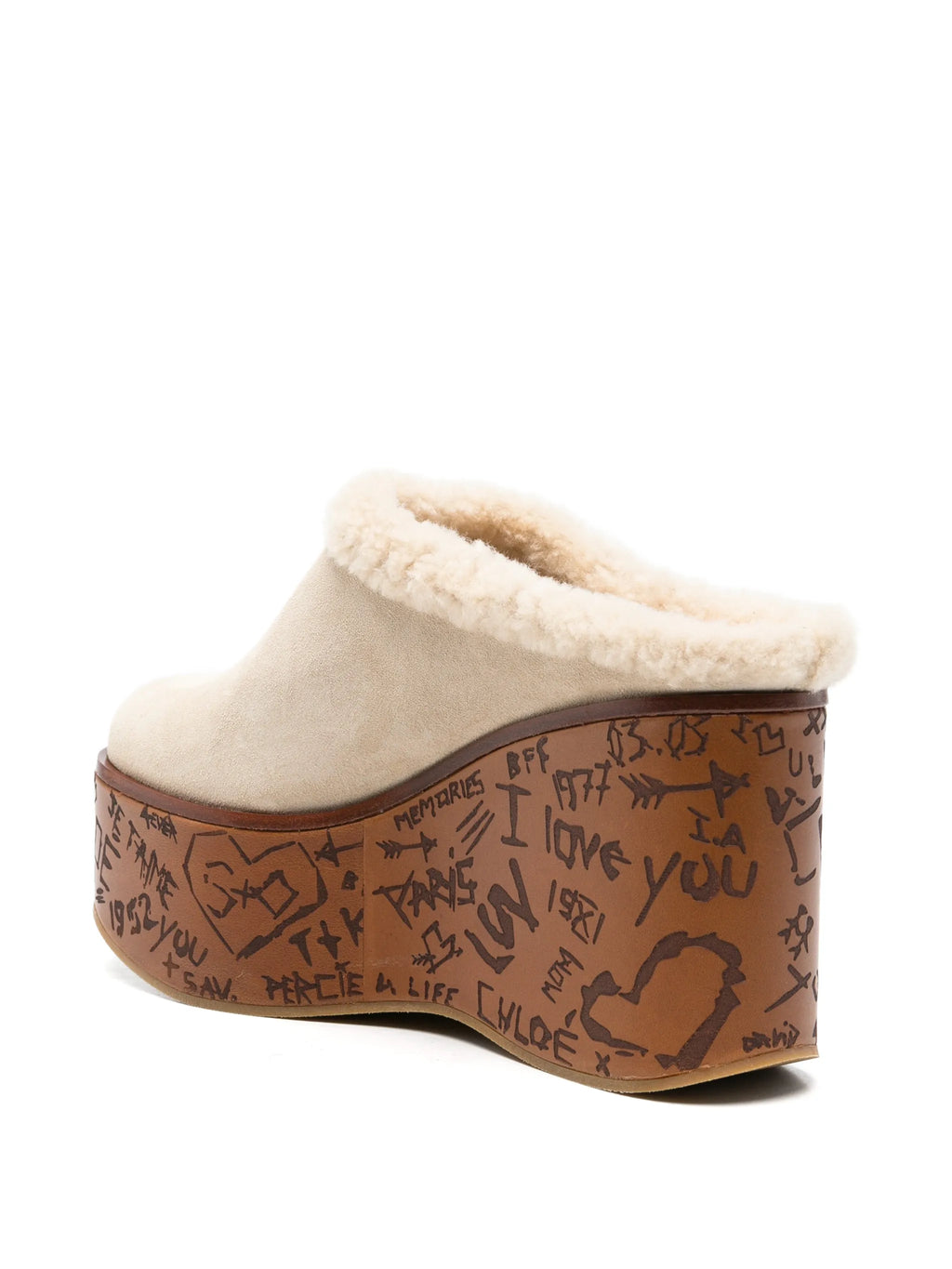Chloé - Maxime Shearling-trim Wedge Mules