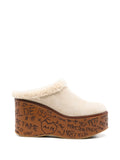 Chloé - Maxime Shearling-trim Wedge Mules