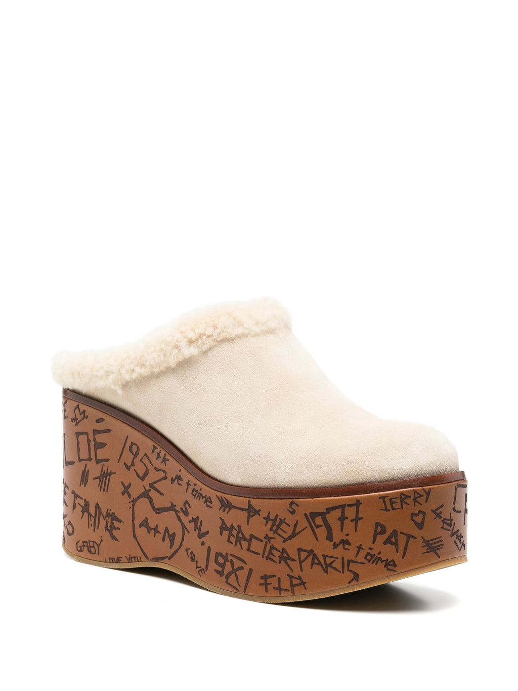 Chloé - Maxime Shearling-trim Wedge Mules