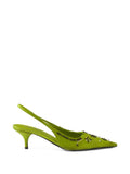Prada - Embroidered Satin Slingback Pumps