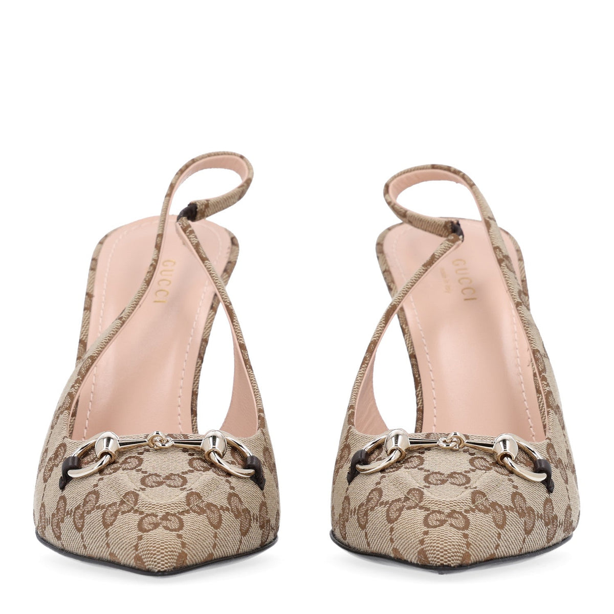 Gucci - Monogram Horsebit Slingback Pumps