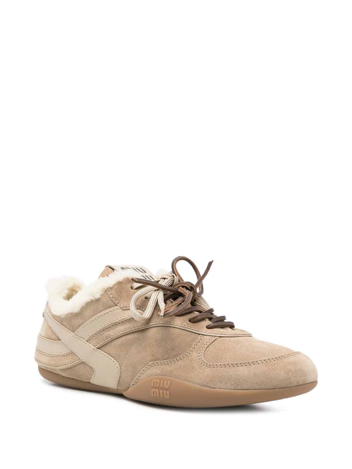 Miu Miu - Gymnasium Suede And Shearling Sneakers