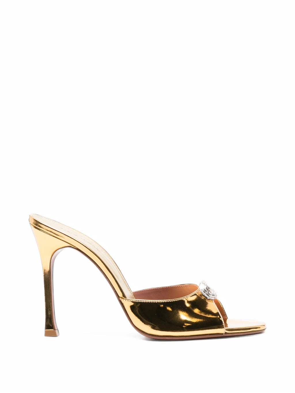 Amina Muaddi - Mini Camelia Slippers 105 Gold Mirror And White Crystal Buckle