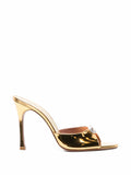 Amina Muaddi - Mini Camelia Slippers 105 Gold Mirror And White Crystal Buckle