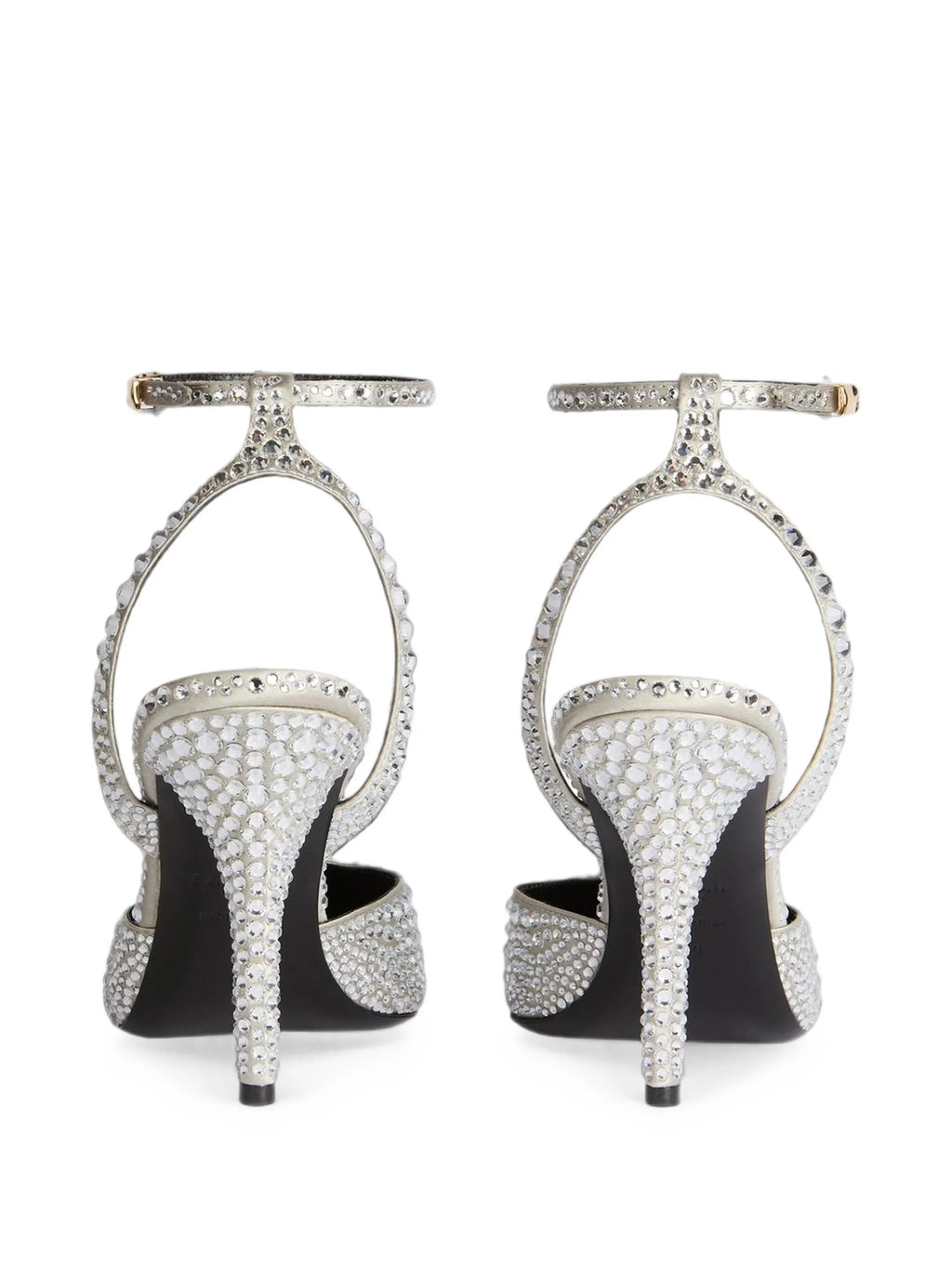 Balmain - Strappy Satin Pumps With Crystals