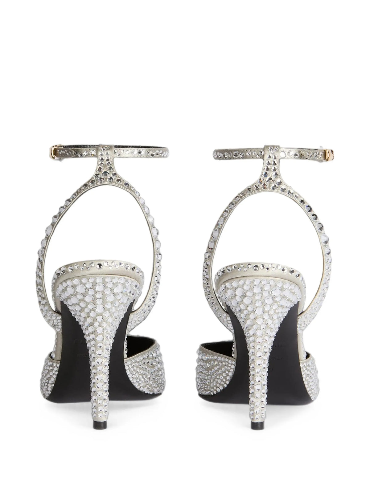 Balmain - Strappy Satin Pumps With Crystals