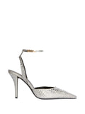Balmain - Strappy Satin Pumps With Crystals