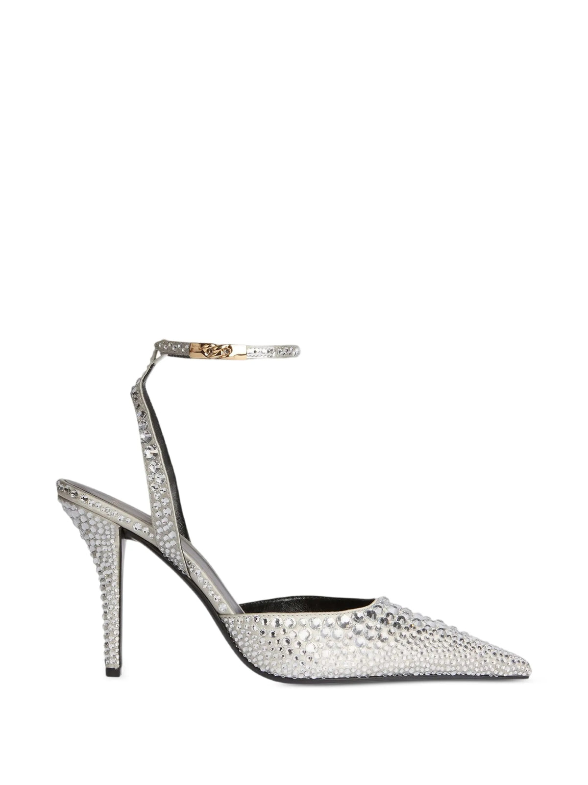 Balmain - Strappy Satin Pumps With Crystals