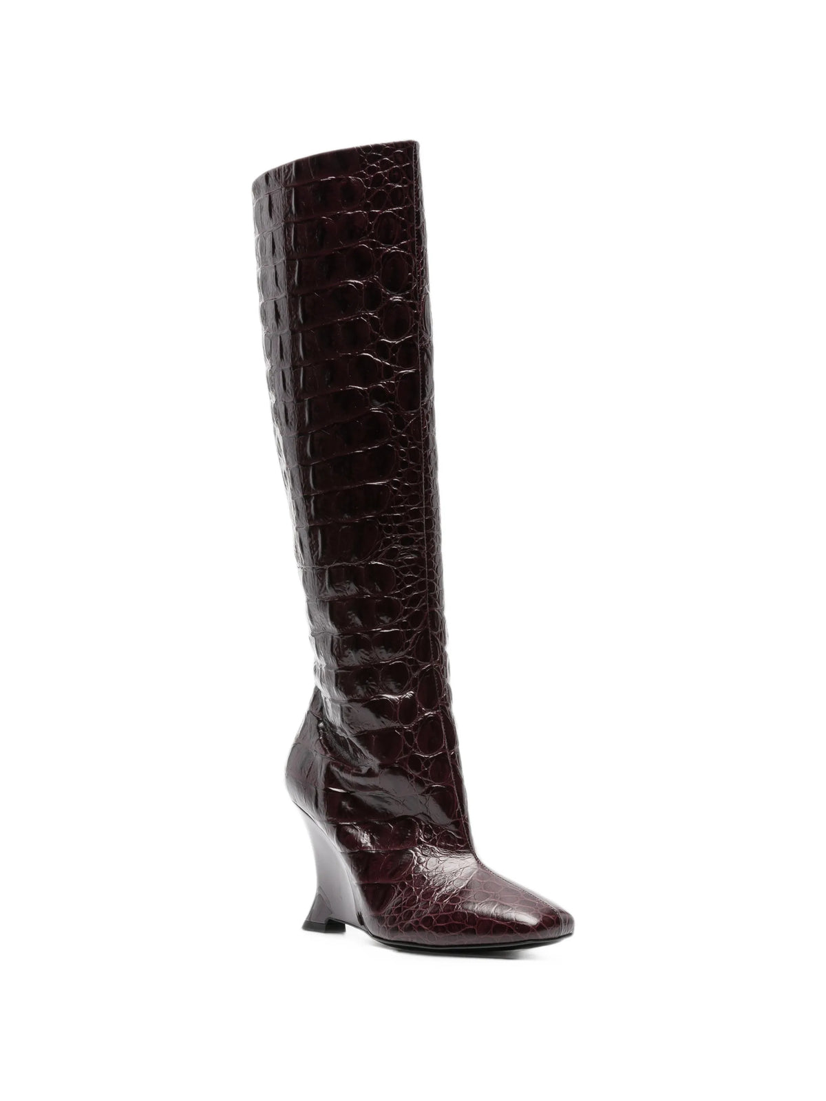 Balmain - Wedge Embossed Croco Boots