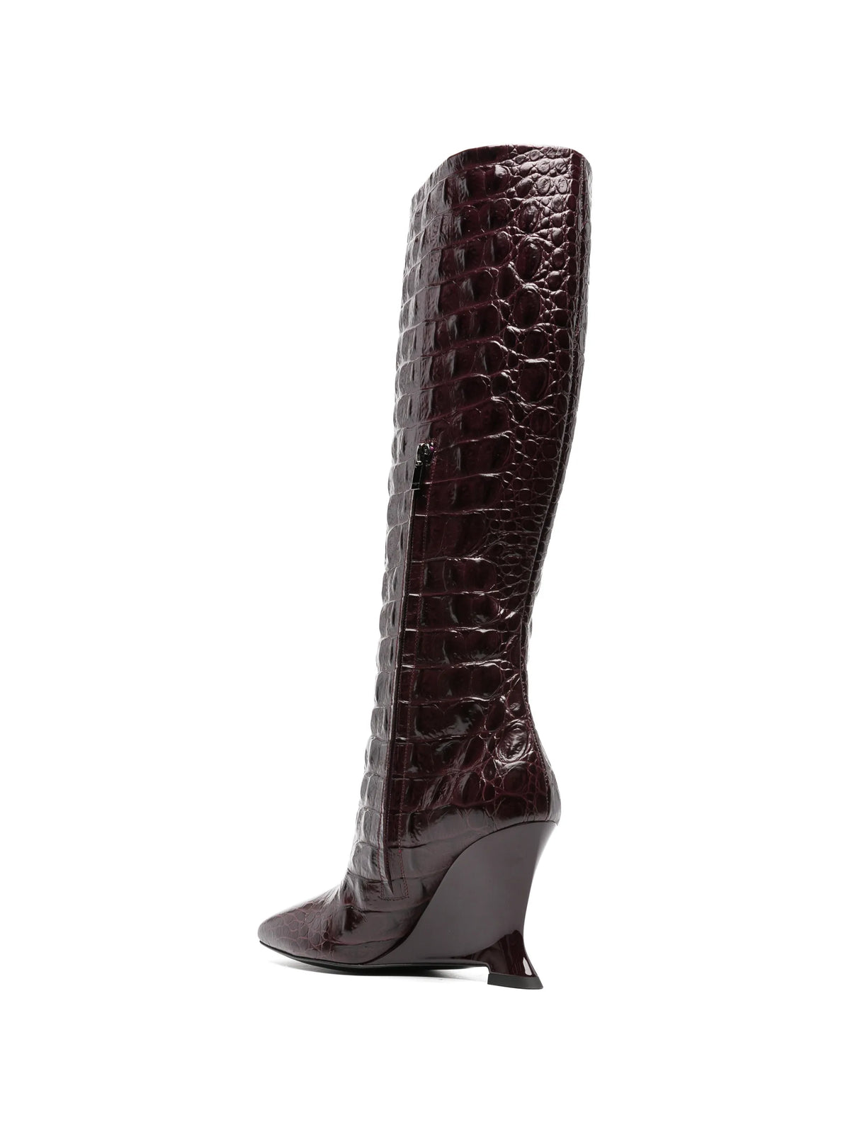 Balmain - Wedge Embossed Croco Boots