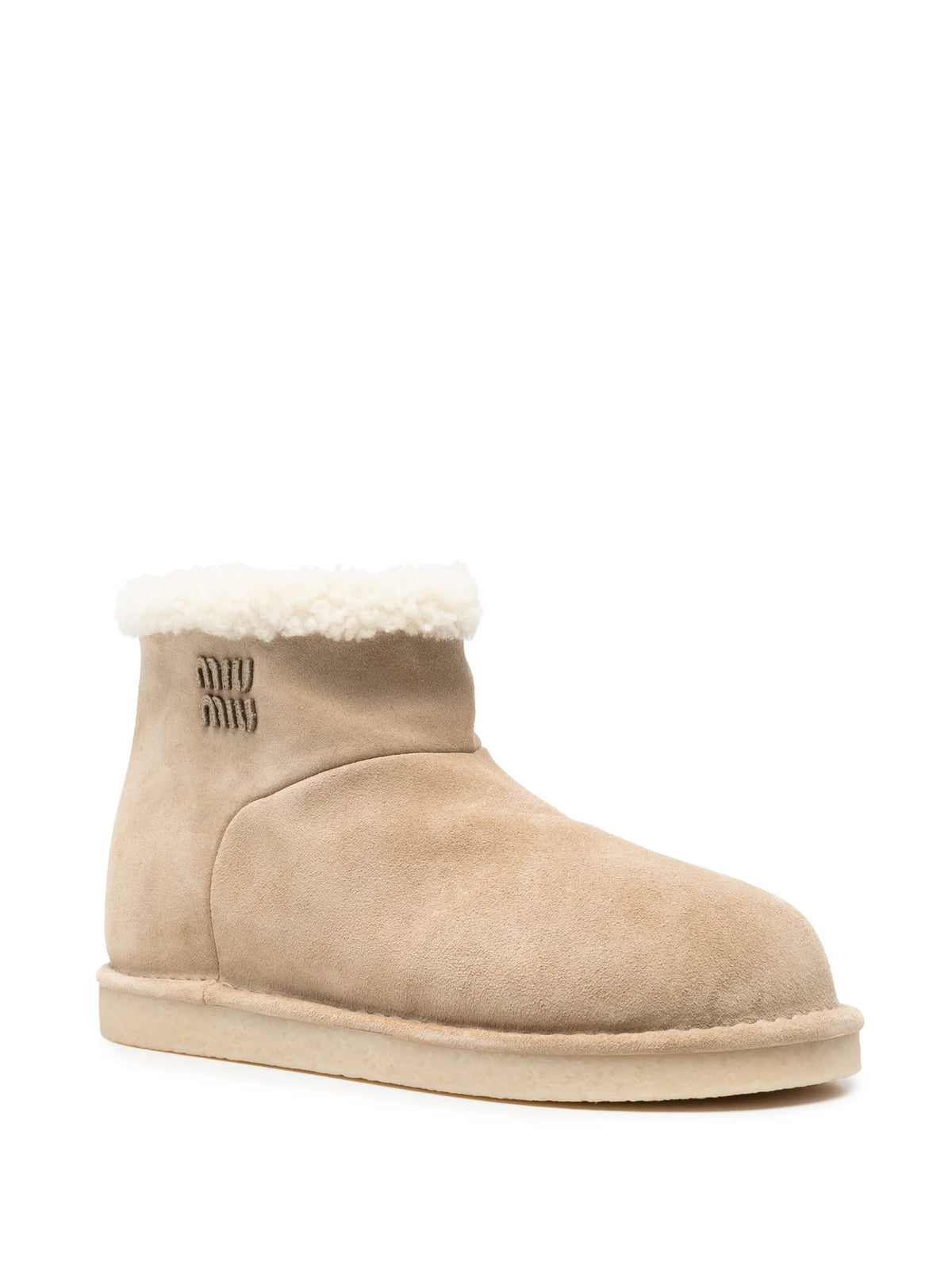 Miu Miu - Shearling-trim Suede Ankle Boots