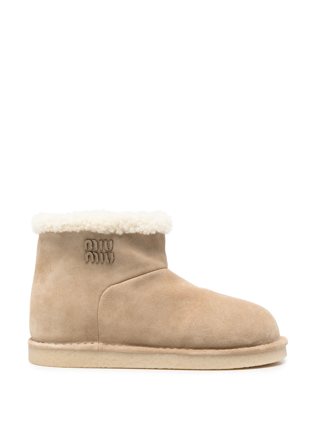 Miu Miu - Shearling-trim Suede Ankle Boots
