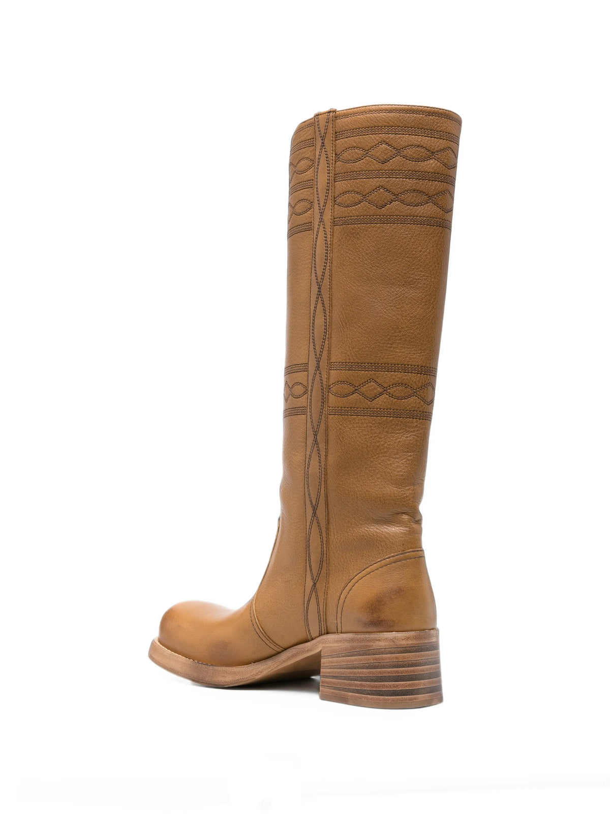 Miu Miu - Embroidered Leather Knee-high Boots