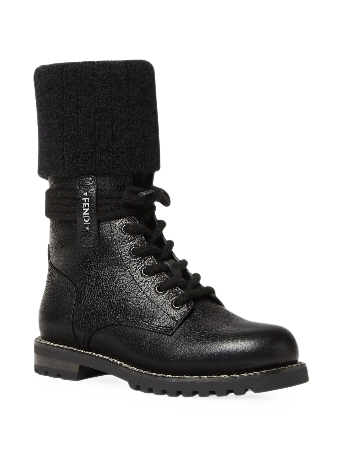 Fendi - Commando Mohair-cuff Leather Boots