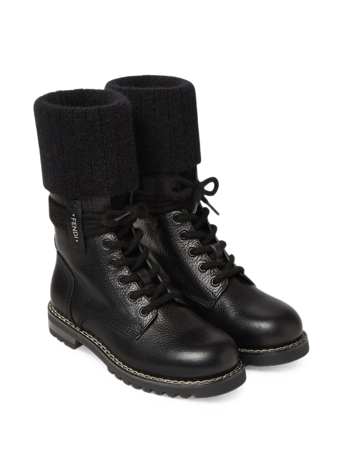 Fendi - Commando Mohair-cuff Leather Boots