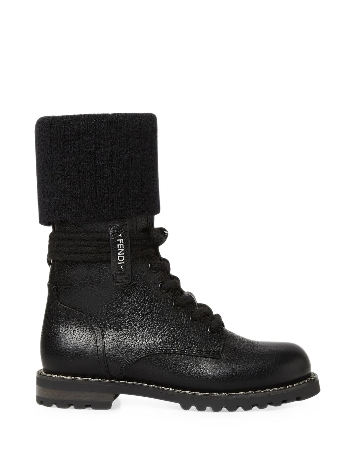 Fendi - Commando Mohair-cuff Leather Boots