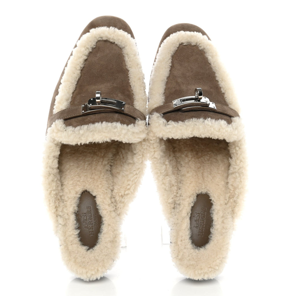 Hermès - Suede Goatskin Shearling Oz Mules