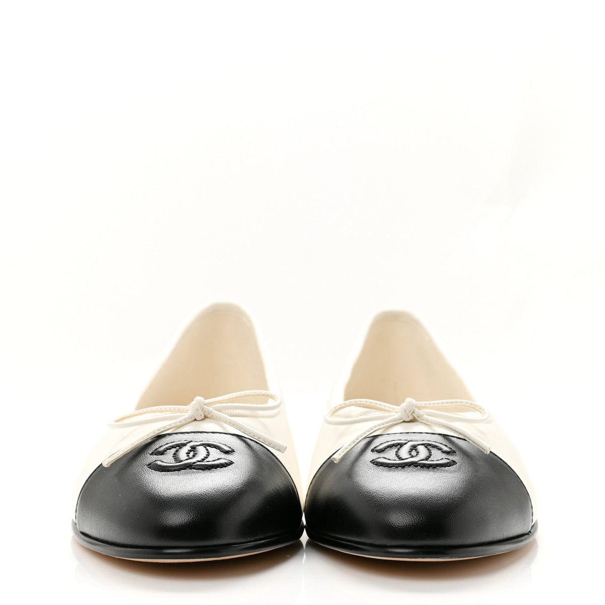 Chanel - Lambskin Cap Toe CC Ballerina Flats