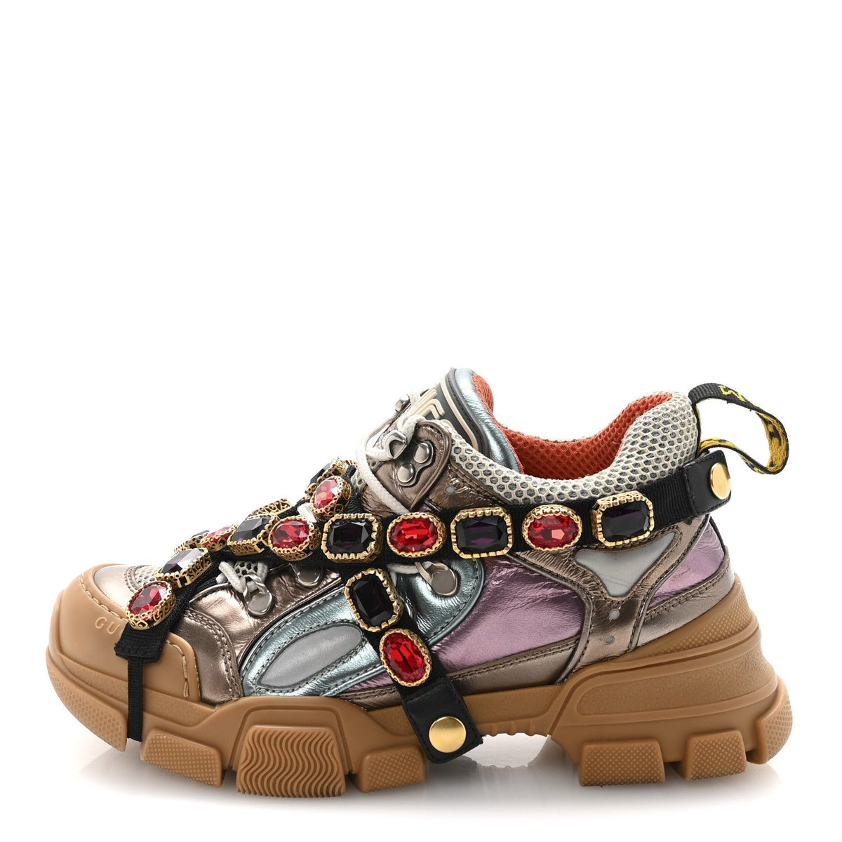 Gucci - X SEGA Metallic Calfskin Mesh Removable Crystals Flashtrek Sneakers