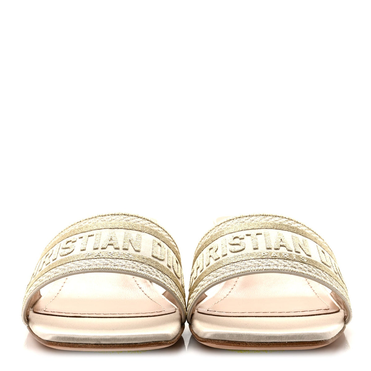 Dior - Metallic Satin Embroidered Dway 35mm Slide Sandals