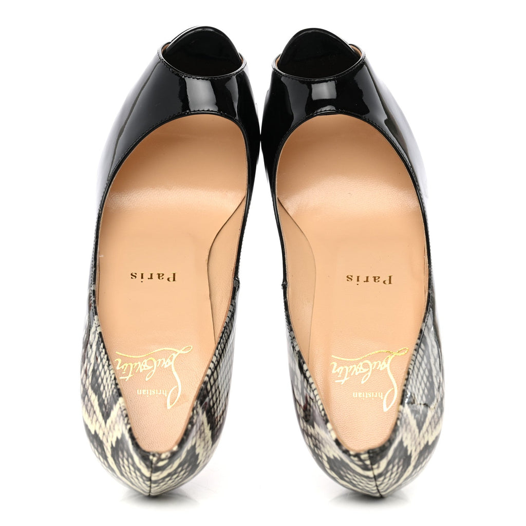 Christian Louboutin - Patent Degrade Snakeskin Printed New Very Prive 120 Peep Toe Pumps