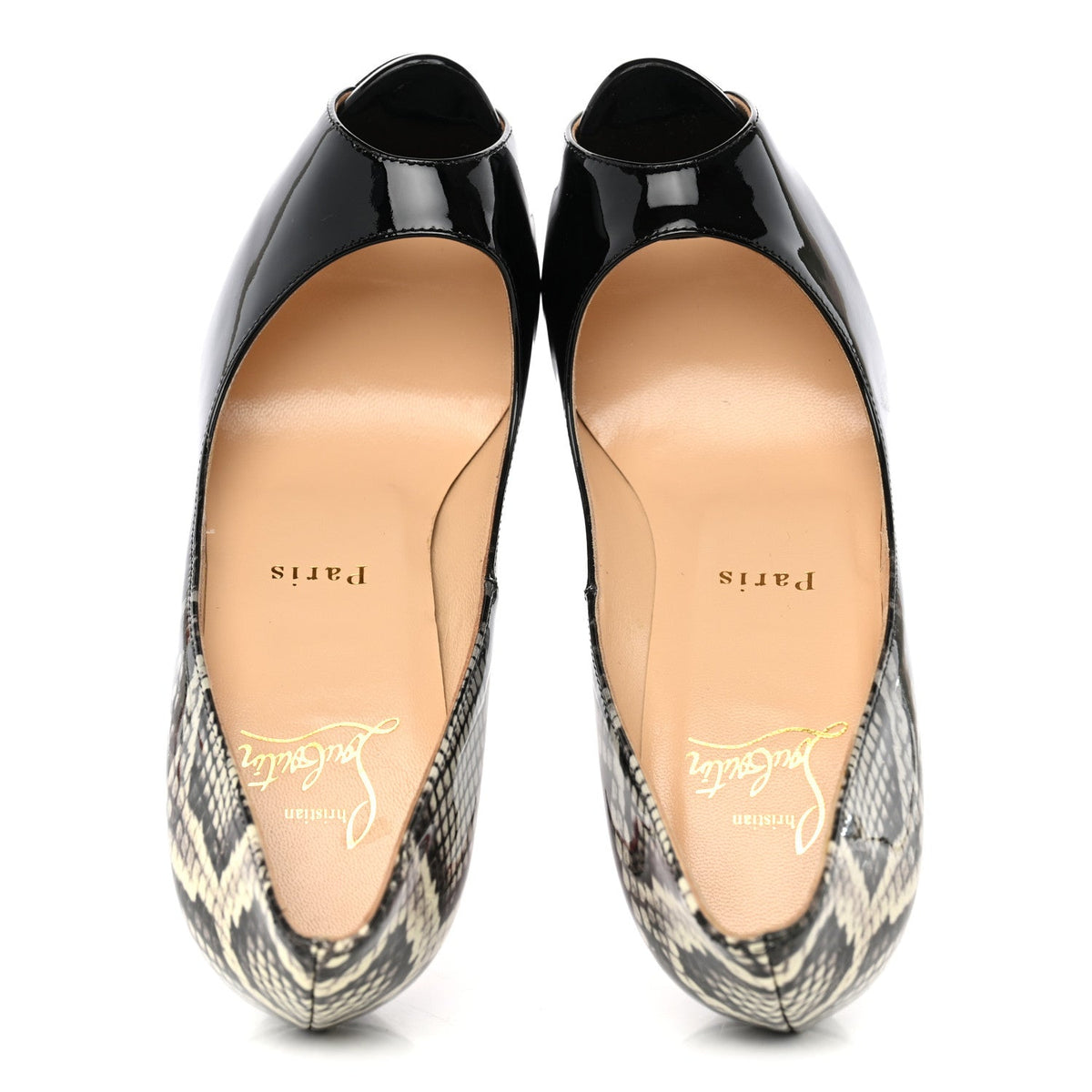 Christian Louboutin - Patent Degrade Snakeskin Printed New Very Prive 120 Peep Toe Pumps