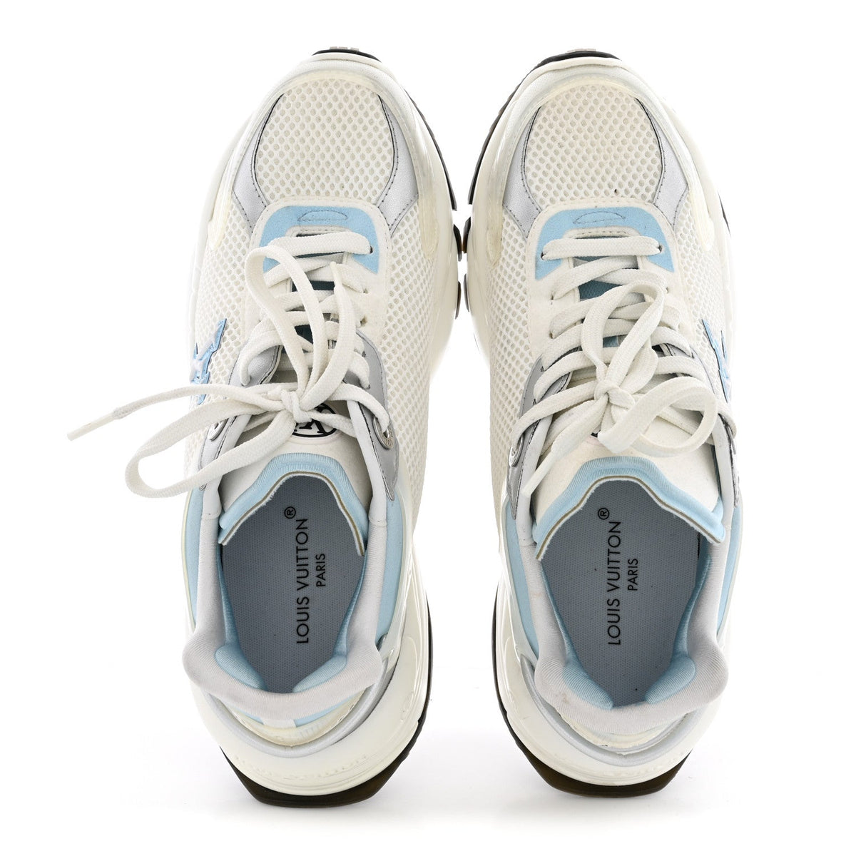 Louis Vuitton - Metallic Calfskin Technical Mesh Rubber Run 55 Sneakers