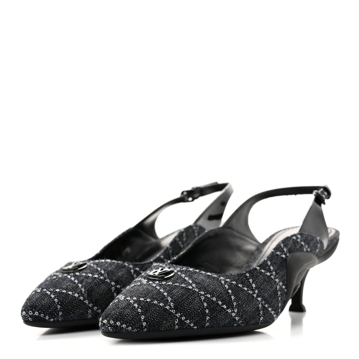 Louis Vuitton - Denim Patent Archlight Low Heel Slingback Pumps