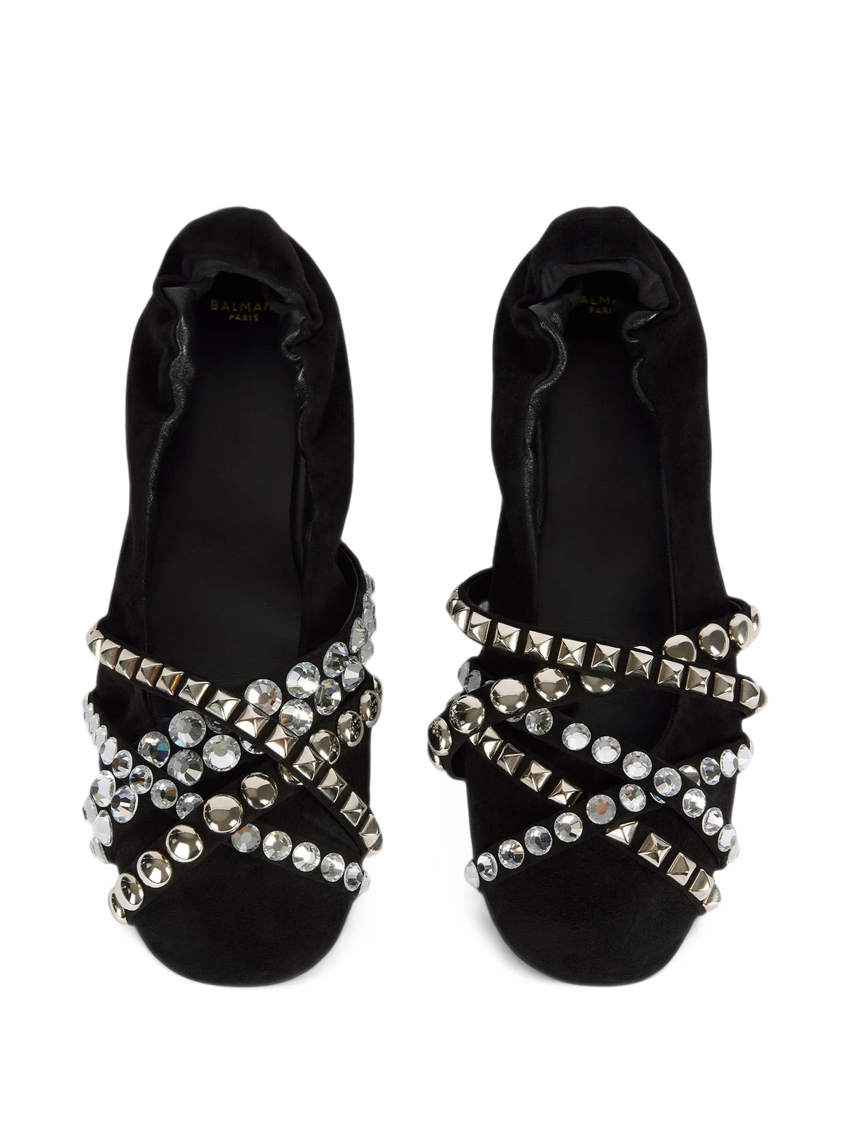 Balmain - Studded Suede Ballet Flats