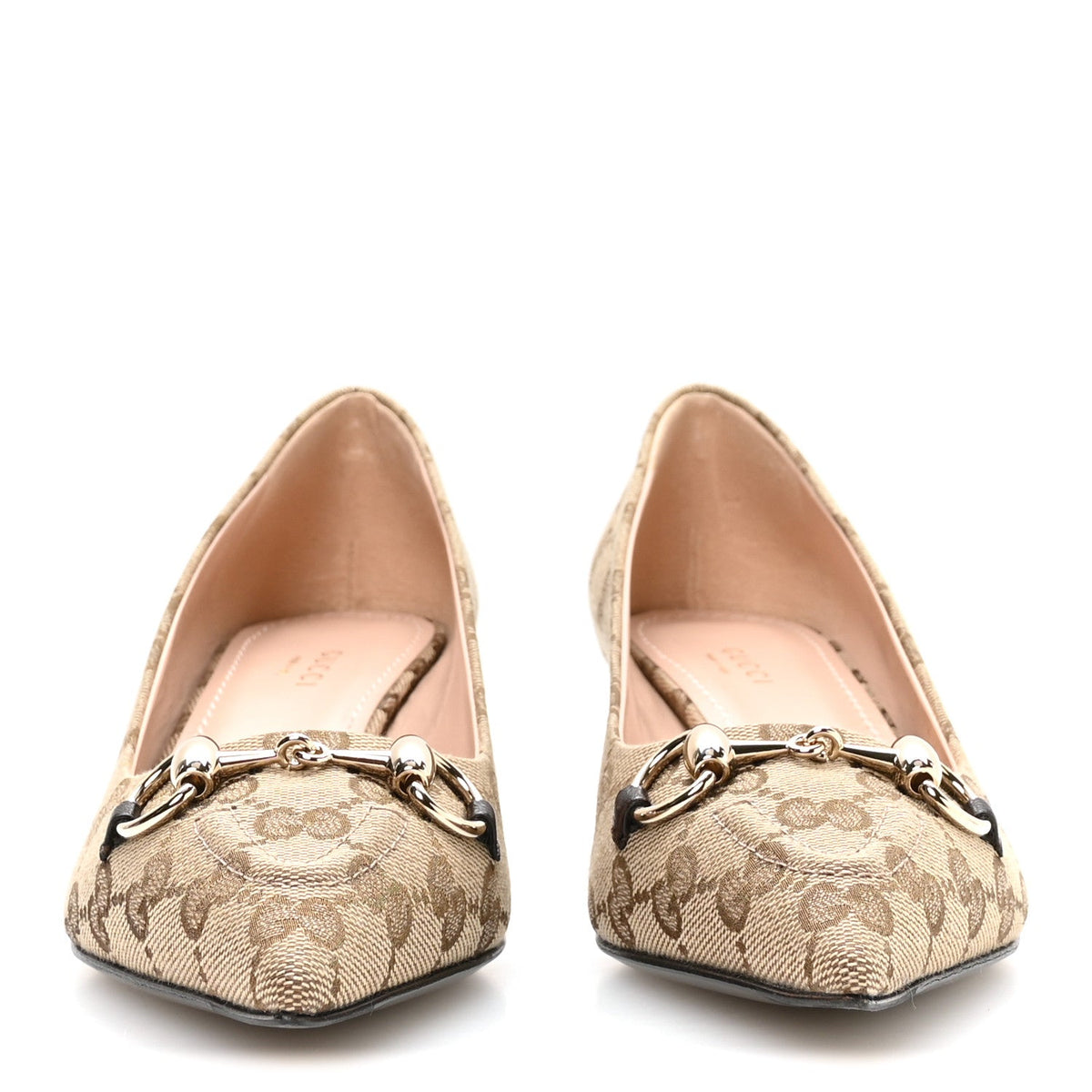 Gucci - Canvas GG Monogram Horsebit Slingback Pumps