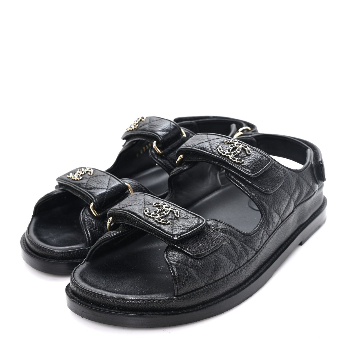 Chanel - Grained Calfskin Velcro Dad Sandals