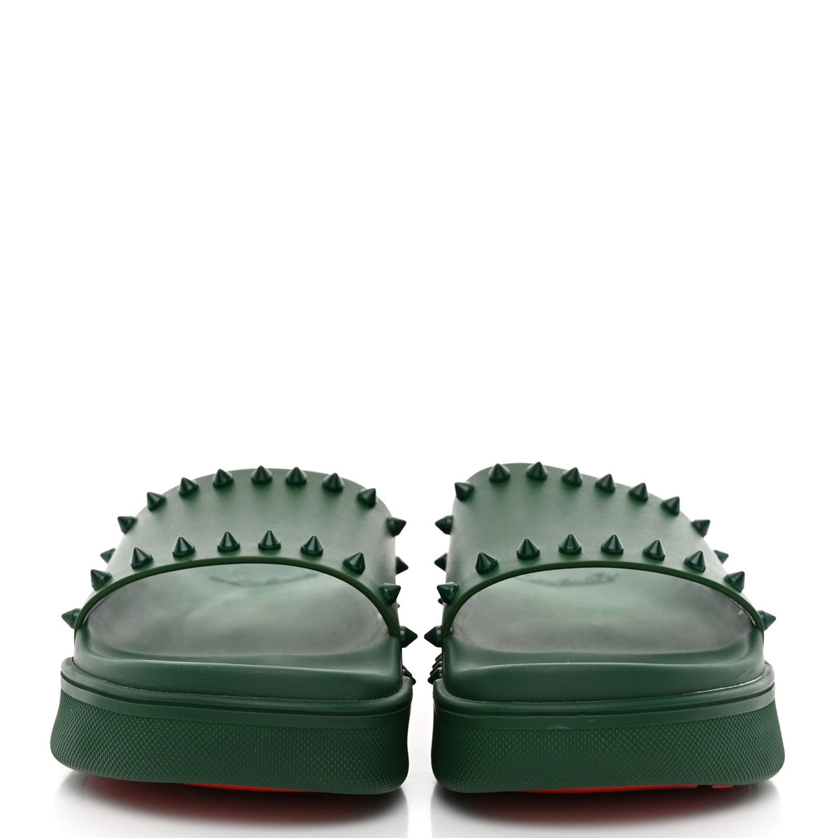 Christian Louboutin - Calfskin Studded Pool Fun Platform Flat Slide Sandals