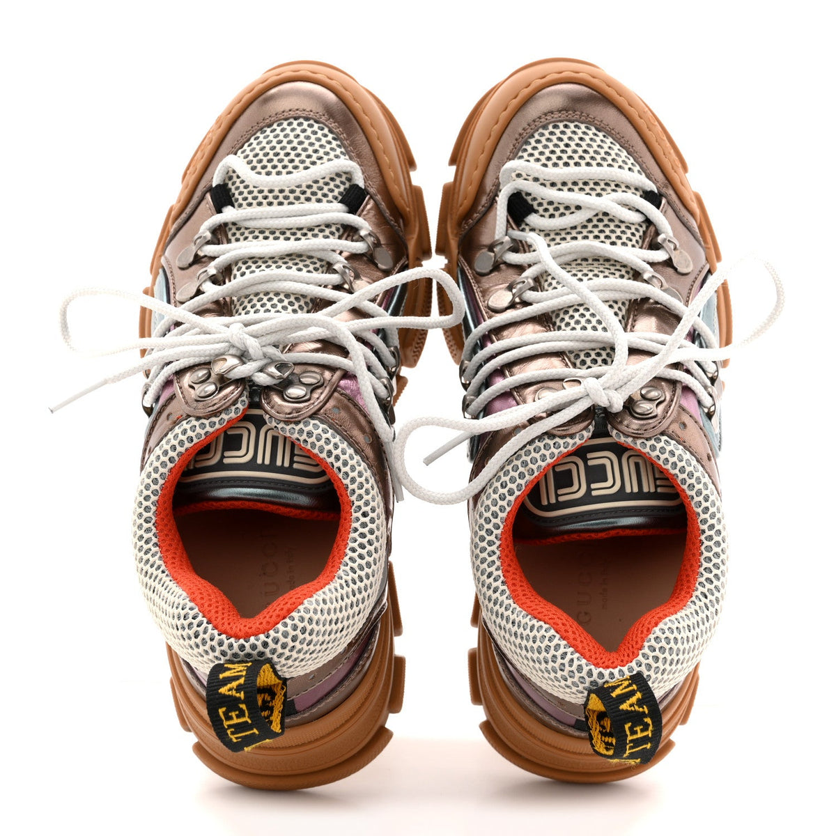 Gucci - X SEGA Metallic Calfskin Mesh Flashtrek Sneakers