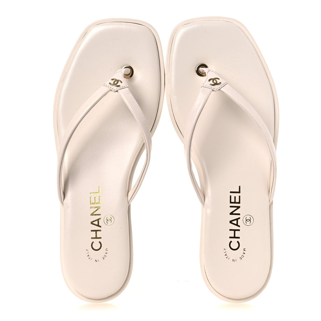 Chanel - Goatskin CC Times Square Thong Sandals