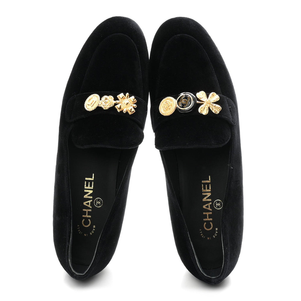 Chanel - Velvet Moccasin Loafers